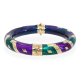 Vintage Sterling Silver & 14k Yellow Gold Multicolor Enamel Bracelet