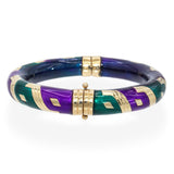 Vintage Sterling Silver & 14k Yellow Gold Multicolor Enamel Bracelet
