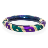 Vintage Sterling Silver & 14k Yellow Gold Multicolor Enamel Bracelet