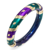 Vintage Sterling Silver & 14k Yellow Gold Multicolor Enamel Bracelet