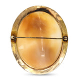 Antique Victorian 10k Yellow Gold Engraved Hebe Feeding Eagle Shell Cameo Brooch