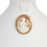 Antique Victorian 10k Yellow Gold Engraved Hebe Feeding Eagle Shell Cameo Brooch