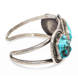 Vintage Sterling Silver Navajo Three Stone Turquoise Cuff Bracelet