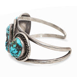 Vintage Sterling Silver Navajo Three Stone Turquoise Cuff Bracelet