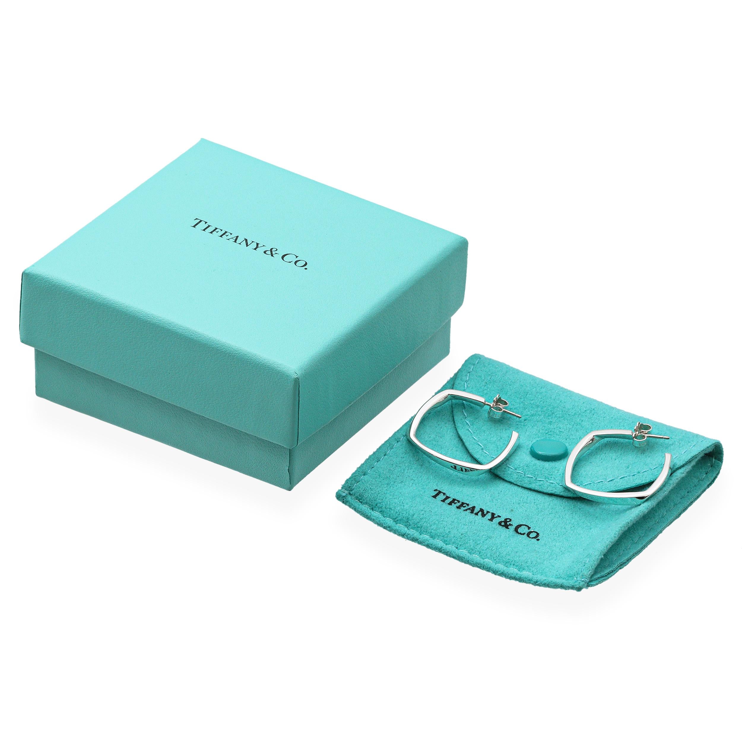 Tiffany & Co. Frank Gehry Square Hoop Torque Sterling Silver Earrings