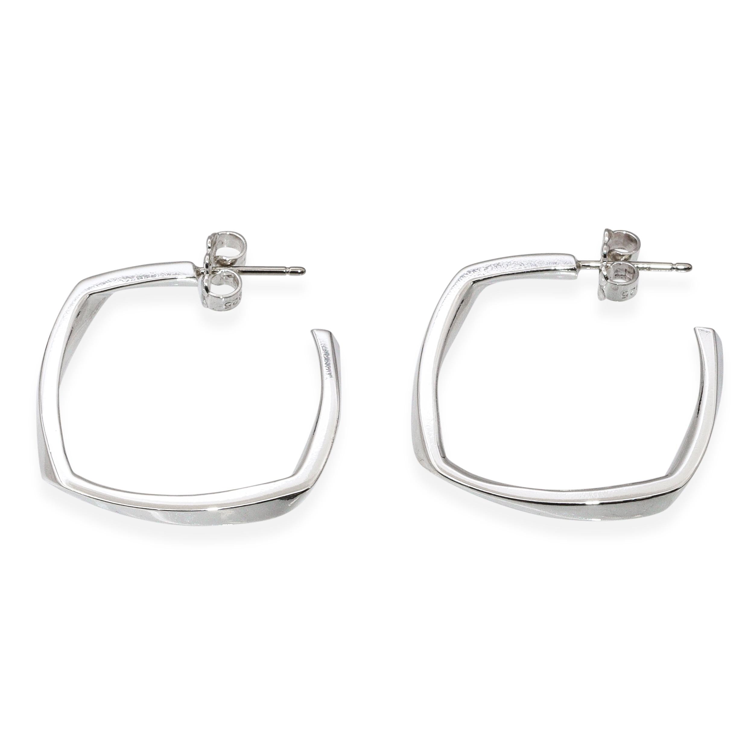 Tiffany & Co. Frank Gehry Square Hoop Torque Sterling Silver Earrings