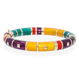 Vintage Sterling Silver & 14k Yellow Gold Multicolor Enamel Bracelet