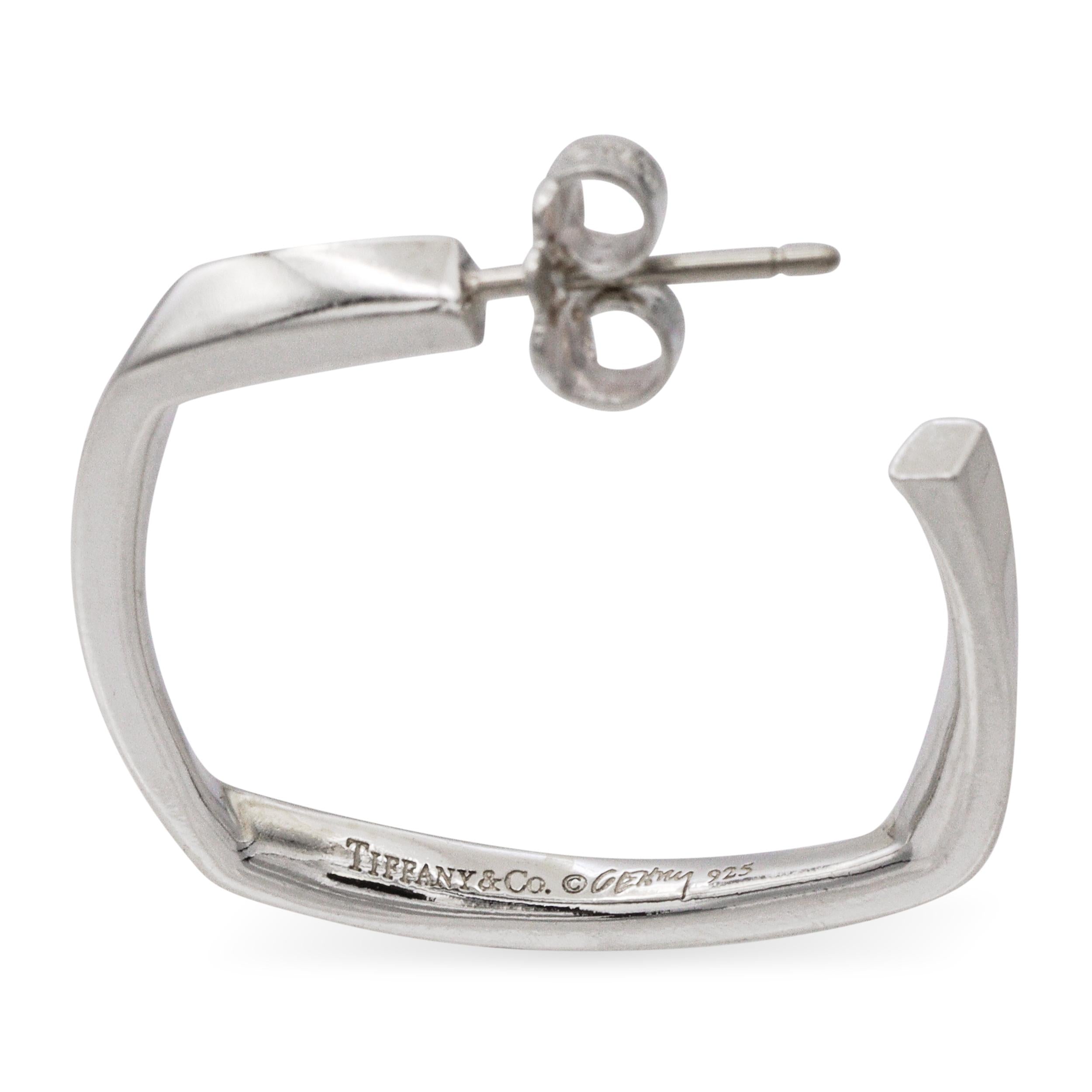 Tiffany & Co. Frank Gehry Square Hoop Torque Sterling Silver Earrings