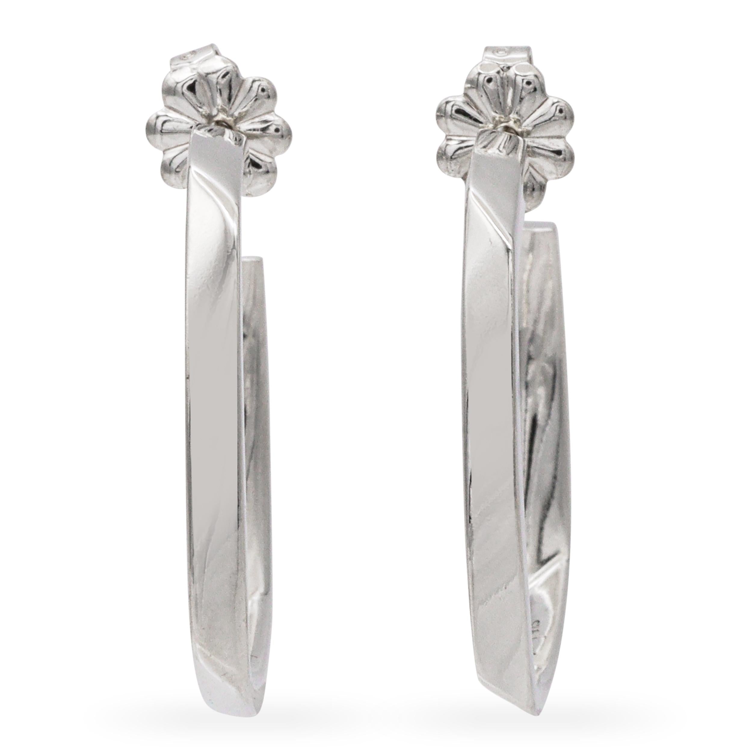 Tiffany & Co. Frank Gehry Square Hoop Torque Sterling Silver Earrings