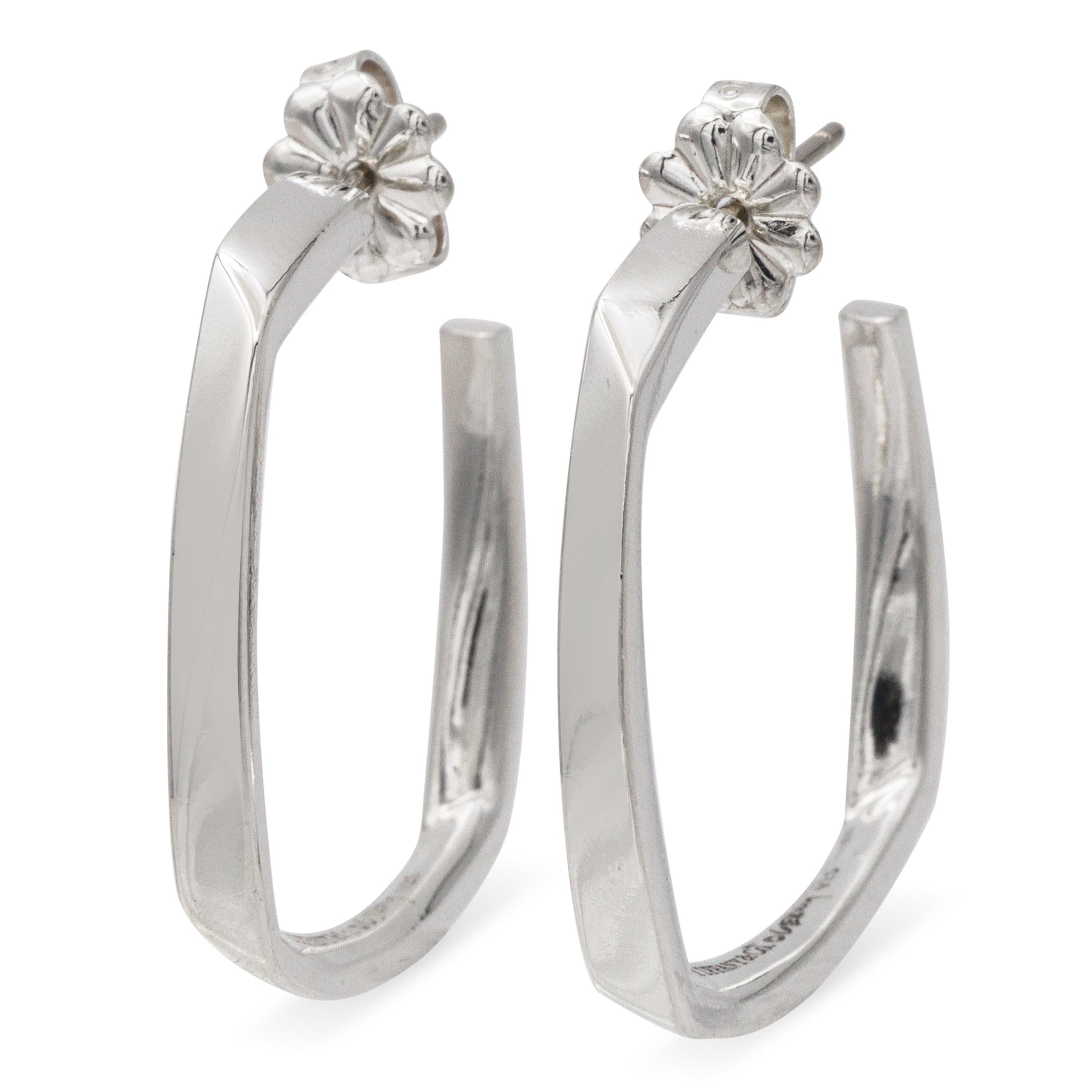 Tiffany & Co. Frank Gehry Square Hoop Torque Sterling Silver Earrings