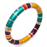 Vintage Sterling Silver & 14k Yellow Gold Multicolor Enamel Bracelet
