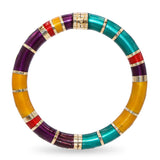 Vintage Sterling Silver & 14k Yellow Gold Multicolor Enamel Bracelet
