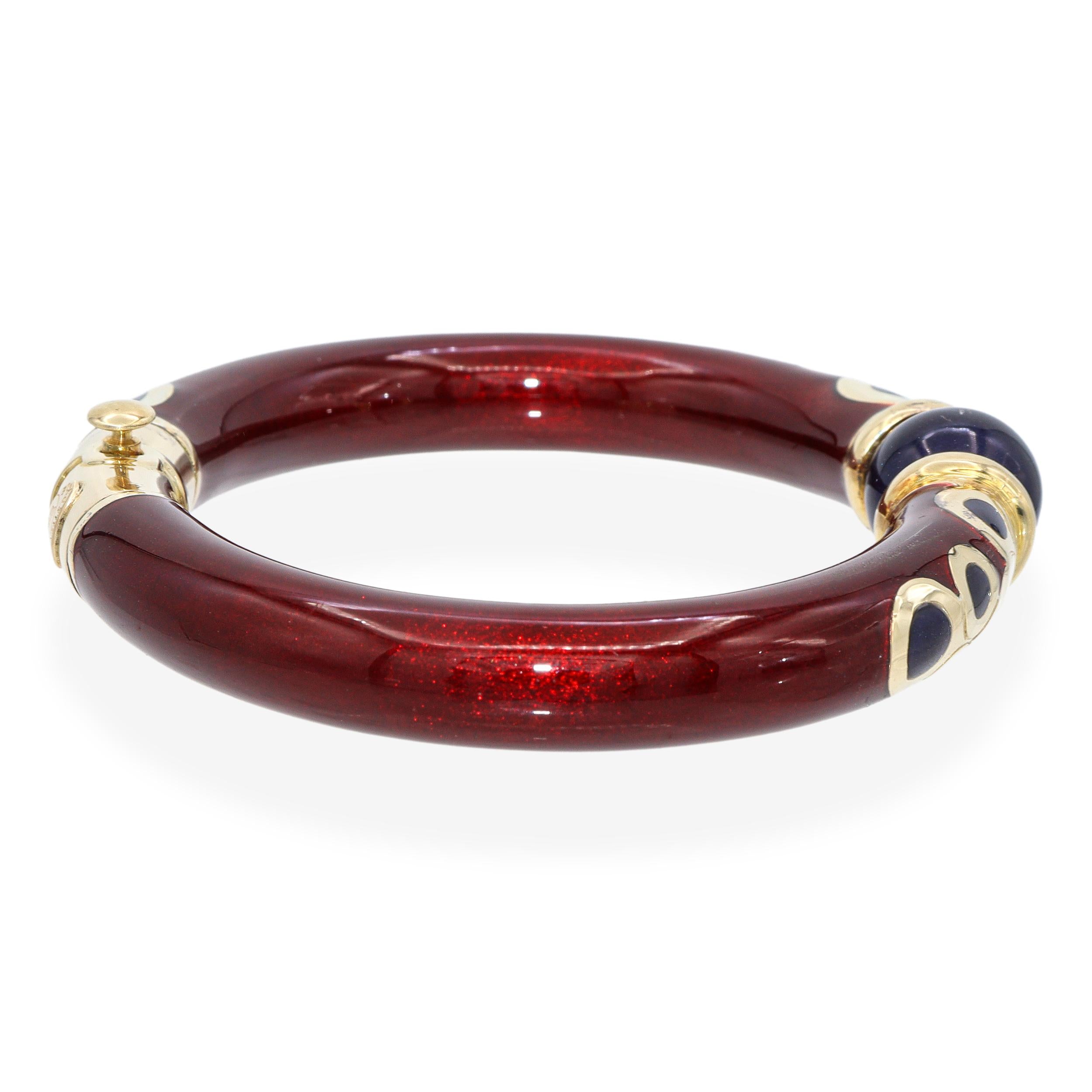 La Nouvelle Bague 18k Yellow Gold and Sterling Silver Enamel Bangle Bracelet