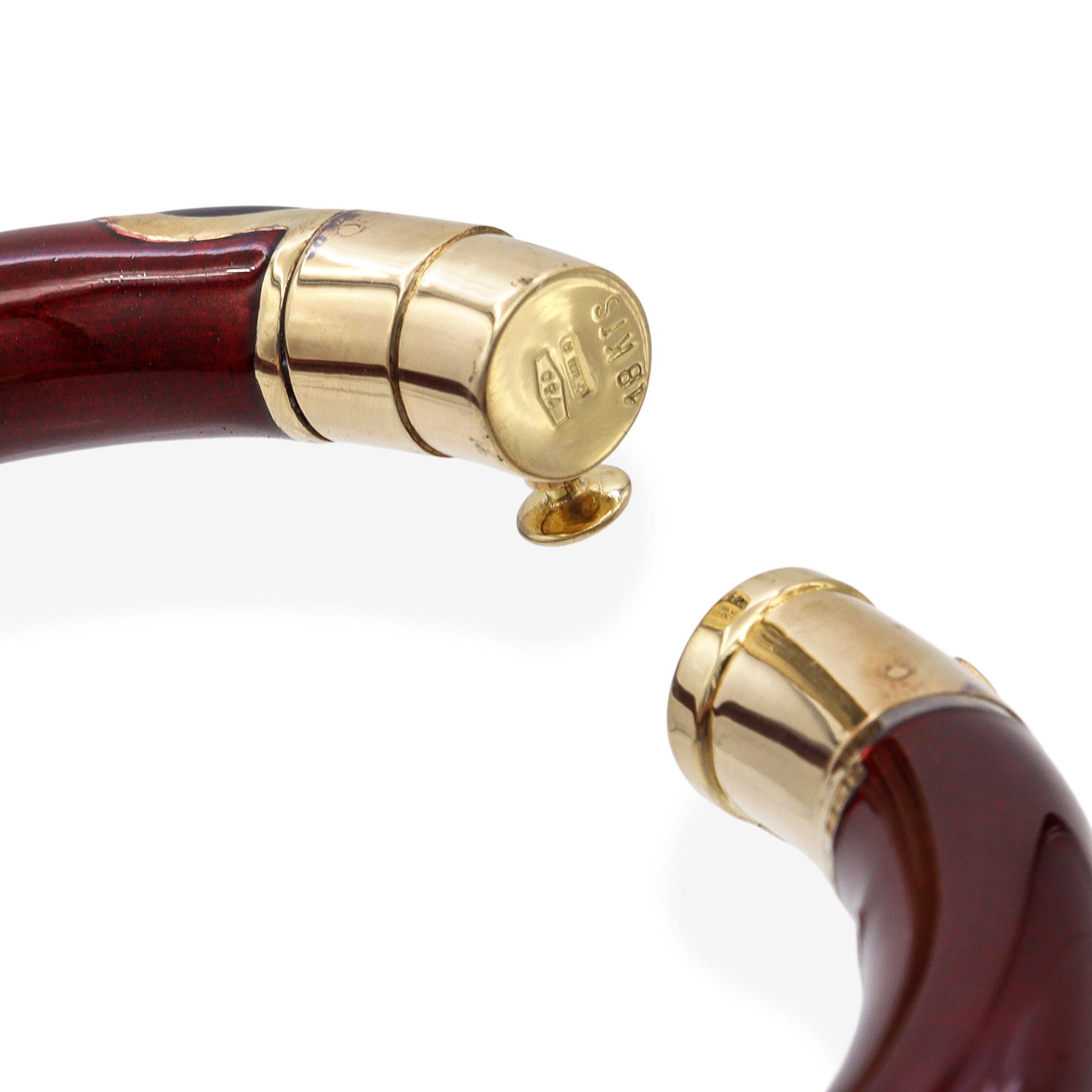 La Nouvelle Bague 18k Yellow Gold and Sterling Silver Enamel Bangle Bracelet