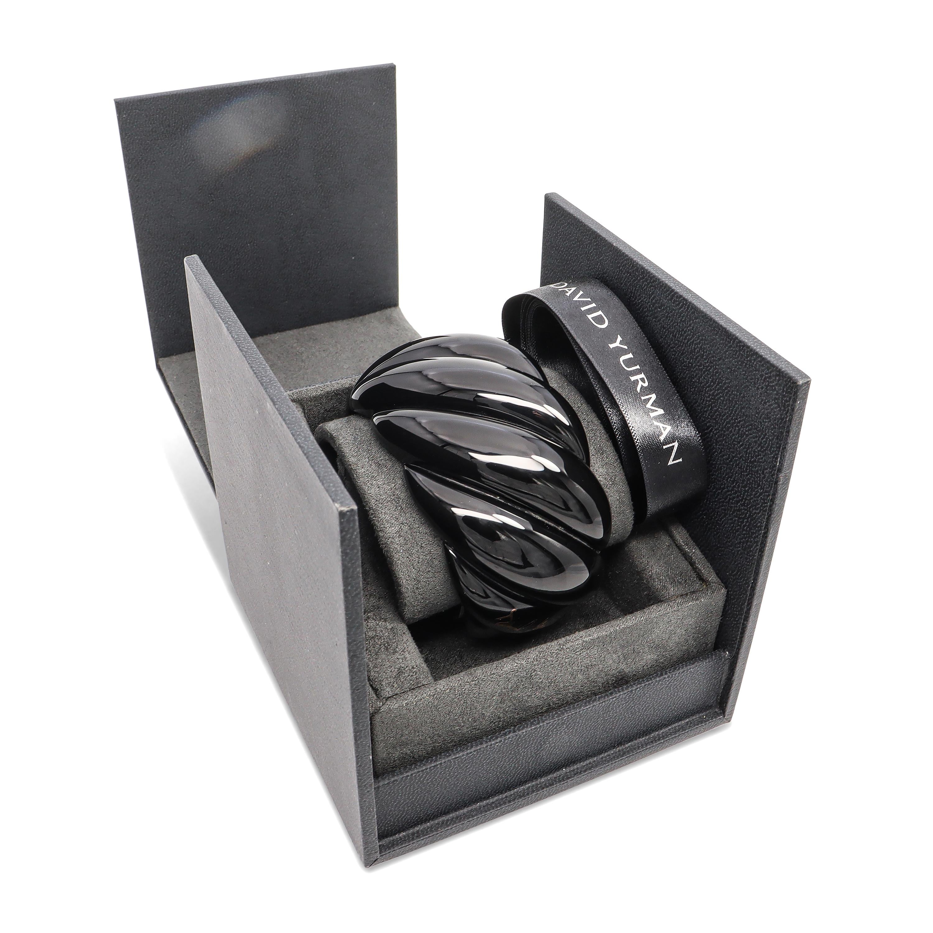 David Yurman Sculpted Cable Black Resin Vermeil Sterling Silver Cuff Bracelet