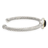 David Yurman Sterling Silver & 18k Gold Black Onyx Cable Cuff Bracelet