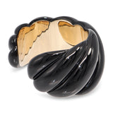 David Yurman Sculpted Cable Black Resin Vermeil Sterling Silver Cuff Bracelet