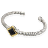 David Yurman Sterling Silver & 18k Gold Black Onyx Cable Cuff Bracelet