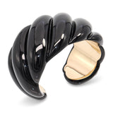 David Yurman Sculpted Cable Black Resin Vermeil Sterling Silver Cuff Bracelet
