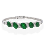 Vintage Precious Metal Alloy Green Jadeite and Diamond Bracelet