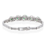 Vintage Precious Metal Alloy Green Jadeite and Diamond Bracelet