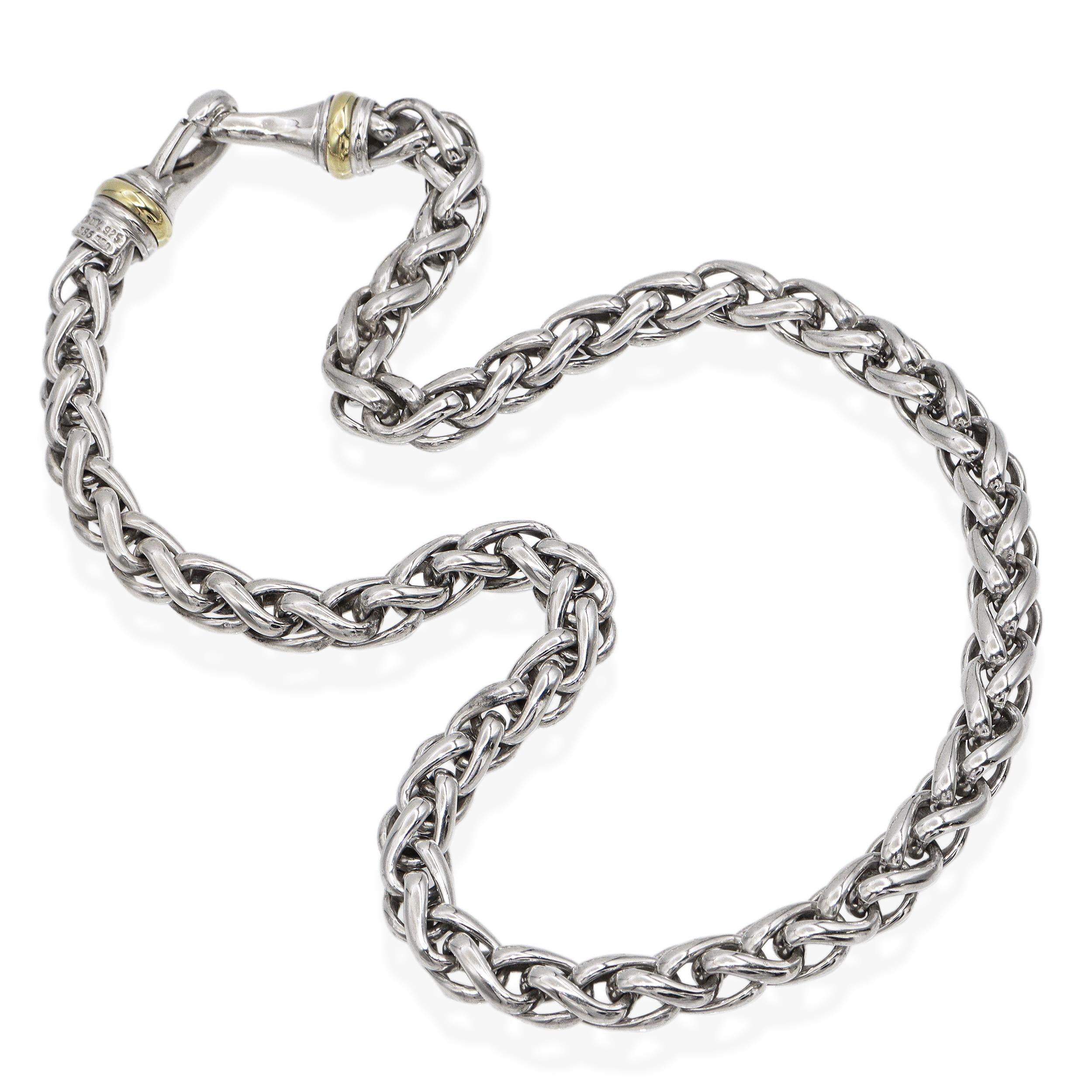David Yurman Two-Tone Sterling Silver Wheat Chain Necklace