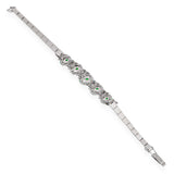 Vintage Precious Metal Alloy Green Jadeite and Diamond Bracelet