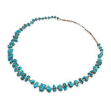 Vintage Sterling Silver Turquoise & Shell Heishi Beaded Strand Necklace