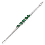 Vintage Precious Metal Alloy Green Jadeite and Diamond Bracelet