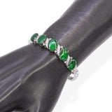 Vintage Precious Metal Alloy Green Jadeite and Diamond Bracelet