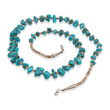 Vintage Sterling Silver Turquoise & Shell Heishi Beaded Strand Necklace