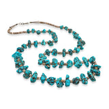 Vintage Sterling Silver Turquoise & Shell Heishi Beaded Strand Necklace