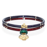 La Nouvelle Bague Sterling Silver & 18k Yellow Gold Enamel Twin Bangle Bracelet