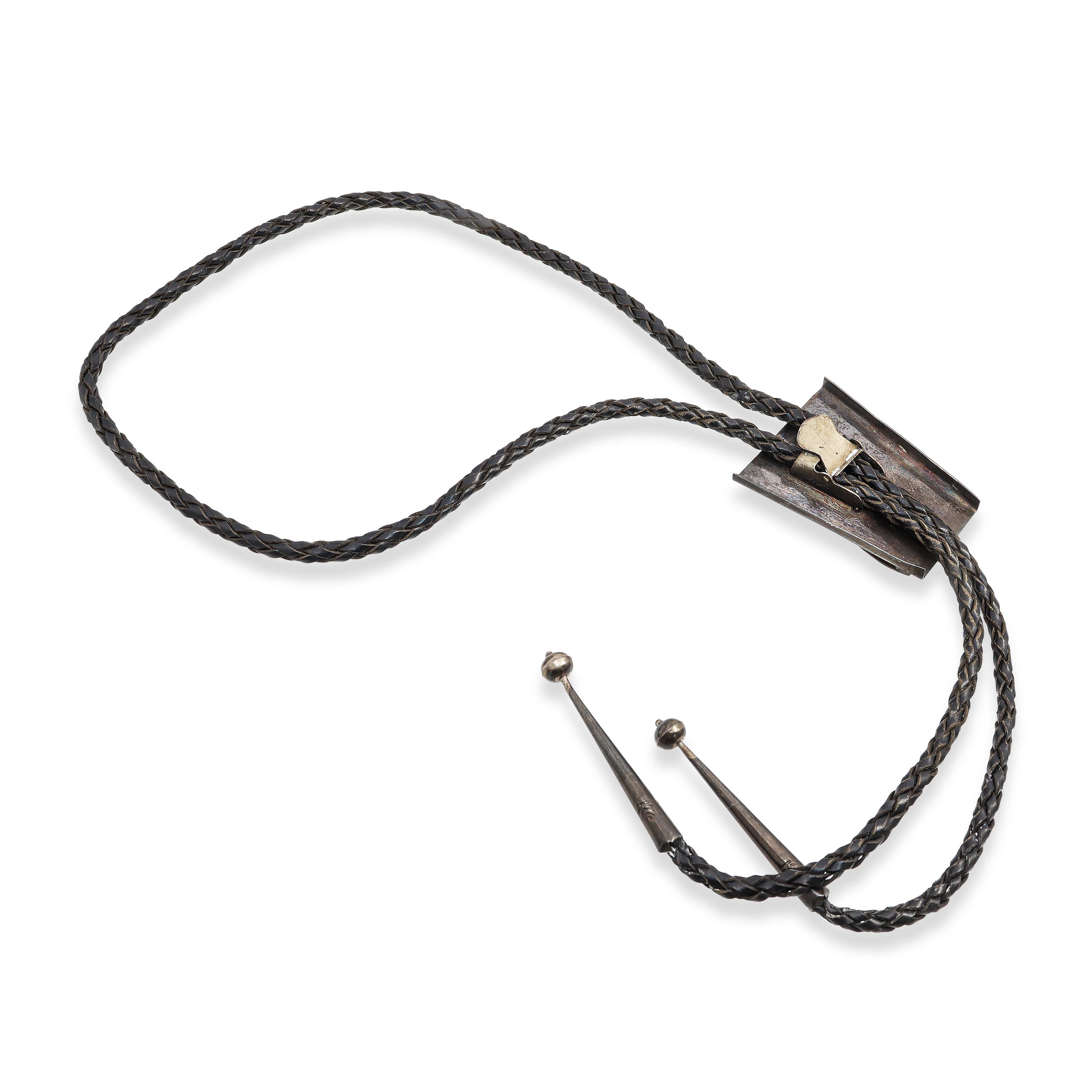 Vintage Southwestern Sterling Silver Turquoise Bolo Tie