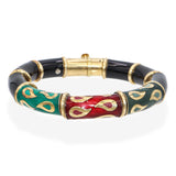 La Nouvelle Bague 18k Yellow Gold and Sterling Silver Enamel Bangle Bracelet