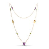 14k Yellow Gold Amethyst Citrine Peridot & Pearl Necklace