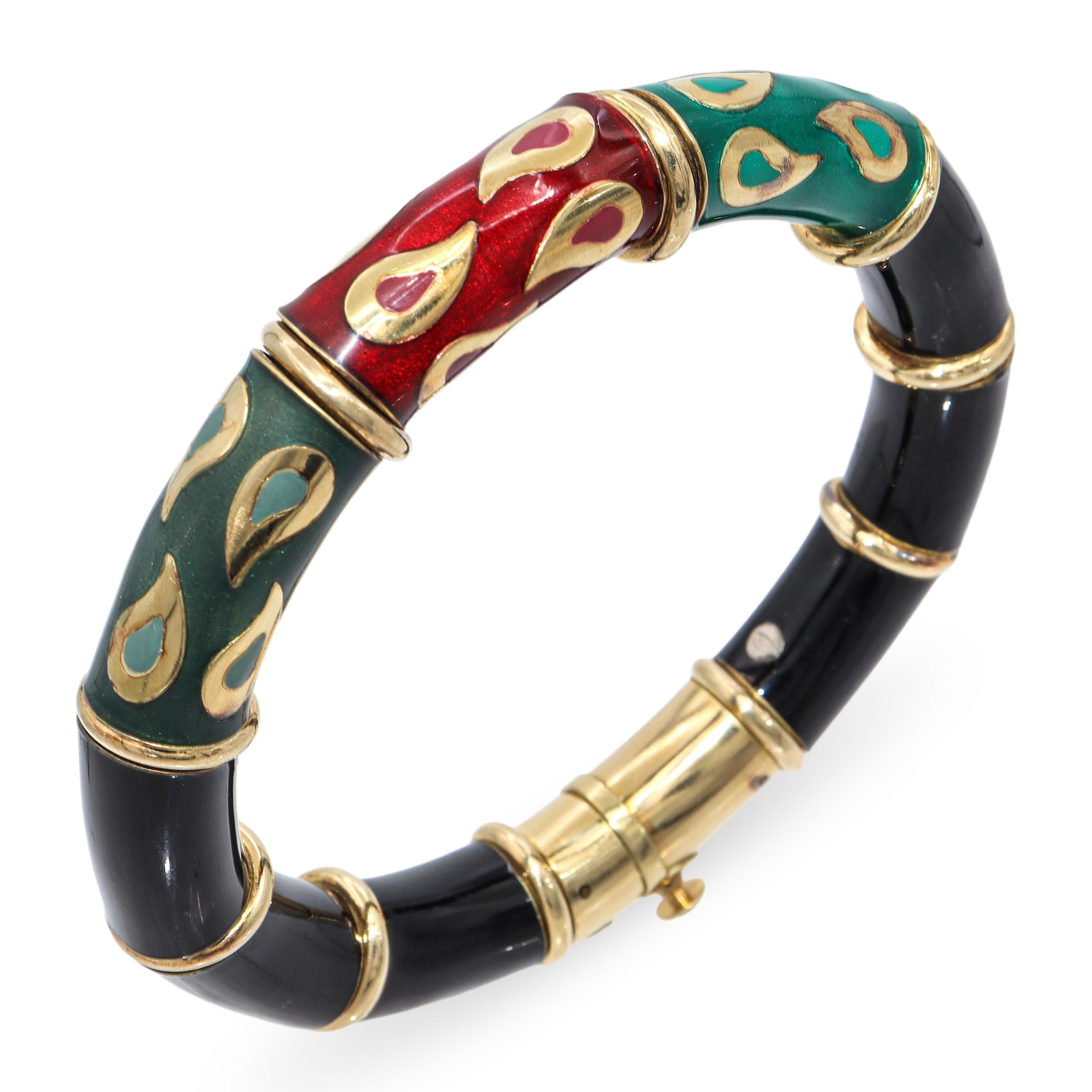 La Nouvelle Bague 18k Yellow Gold and Sterling Silver Enamel Bangle Bracelet