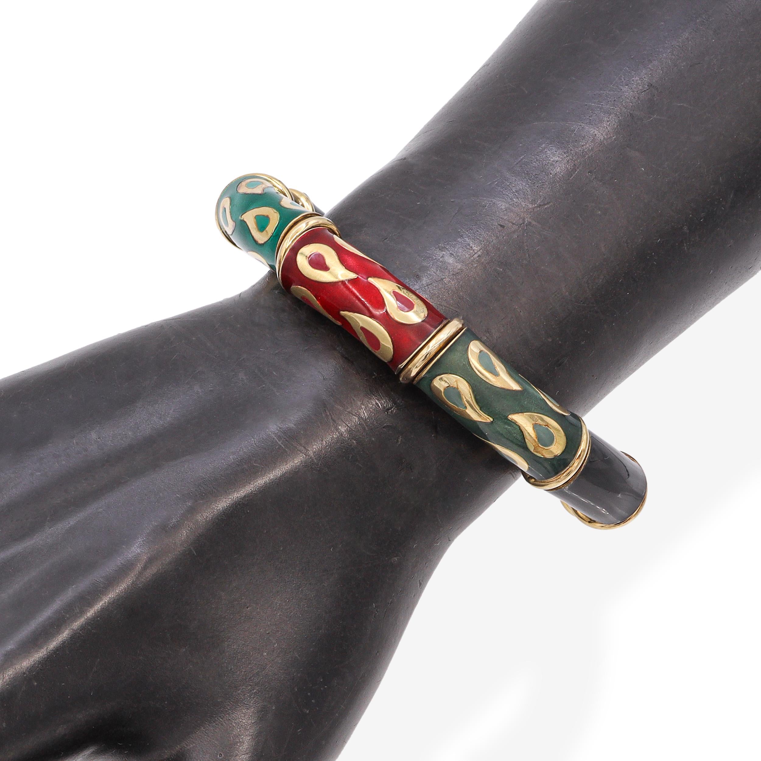 La Nouvelle Bague 18k Yellow Gold and Sterling Silver Enamel Bangle Bracelet