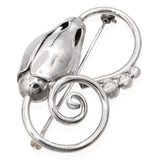 Vintage Georg Jensen Hand Wrought Sterling Silver Floral Scroll Brooch
