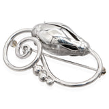 Vintage Georg Jensen Hand Wrought Sterling Silver Floral Scroll Brooch