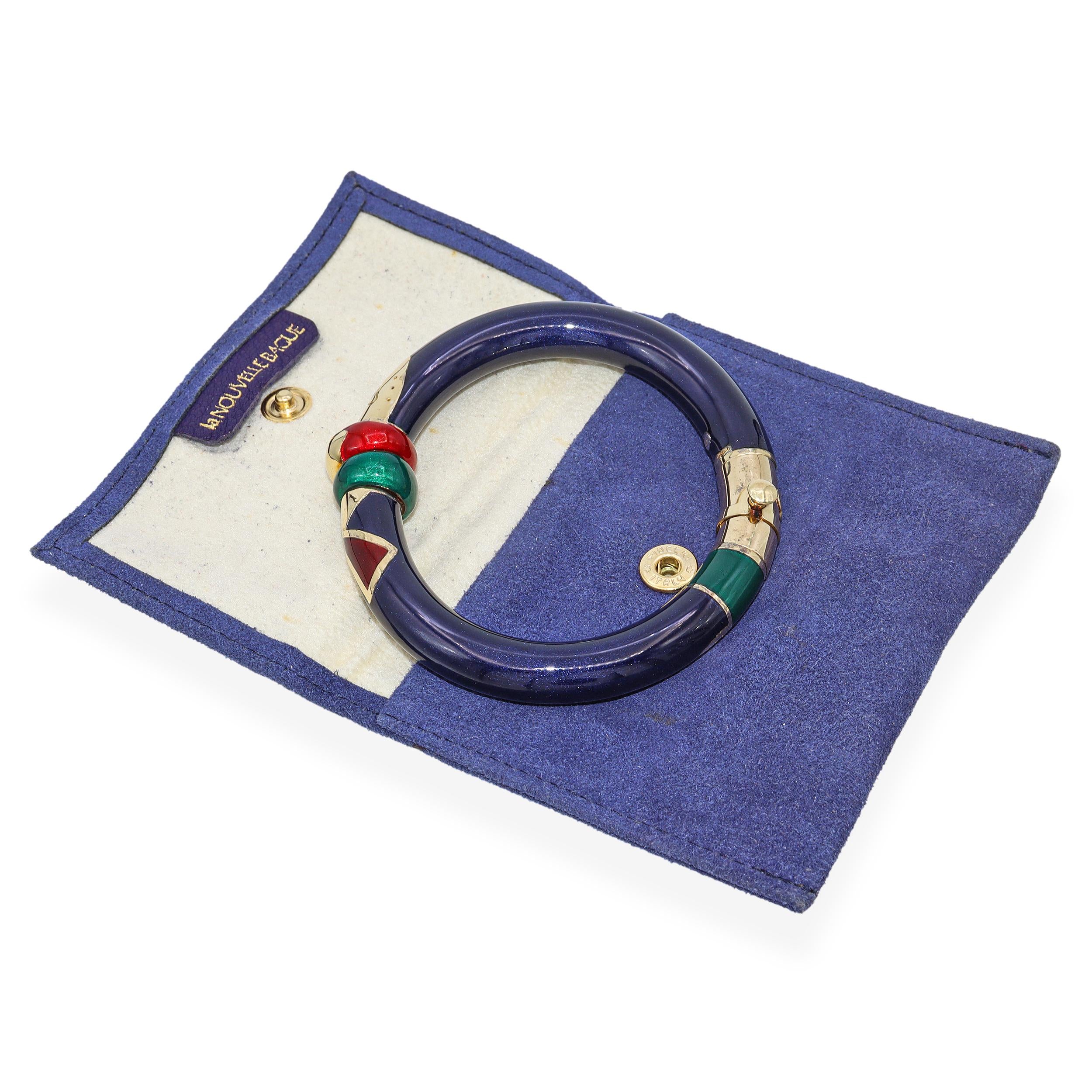 La Nouvelle Bague 18k Yellow Gold and Sterling Silver Enamel Bangle Bracelet