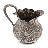 Vintage Sterling Silver Repoussé Animal Motif Creamer Pitcher w/ Serpent Handle