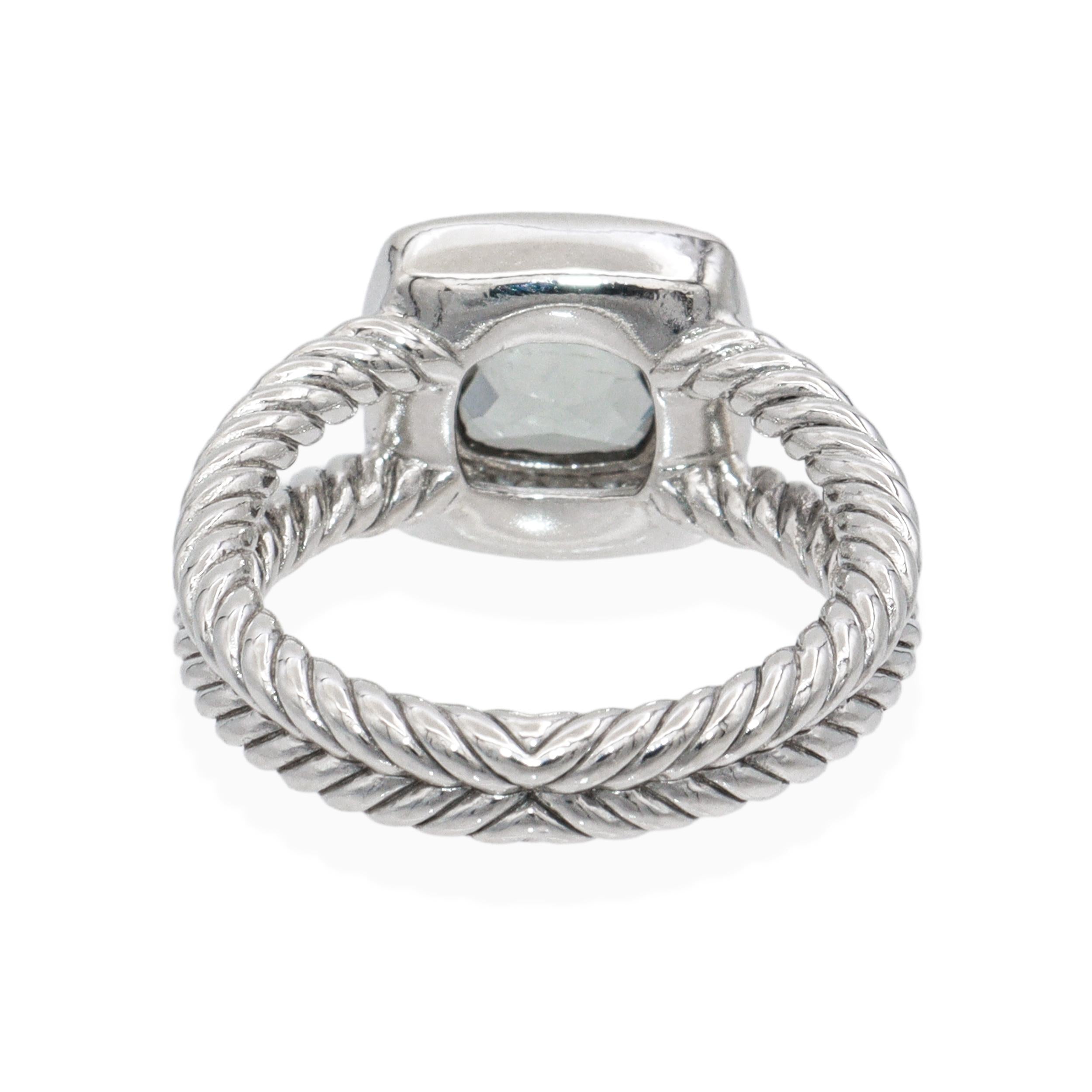 David Yurman Petite Albion Sterling Silver Prasiolite & Diamond Ring