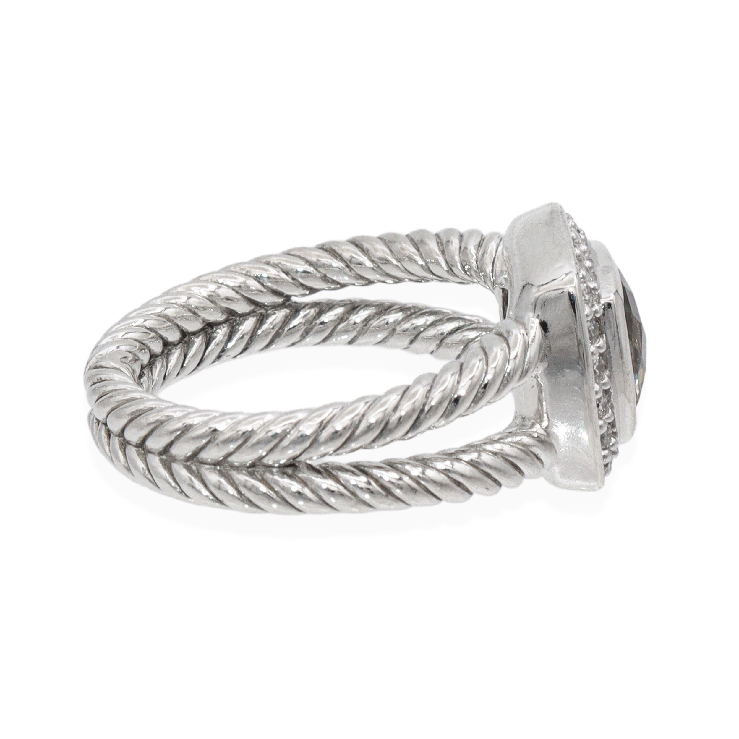 David Yurman Petite Albion Sterling Silver Prasiolite & Diamond Ring