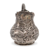 Vintage Sterling Silver Repoussé Animal Motif Creamer Pitcher w/ Serpent Handle