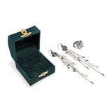 Barry Kieselstein-Cord Sterling Silver Crocodile Ring and Pearl Earrings Set