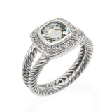 David Yurman Petite Albion Sterling Silver Prasiolite & Diamond Ring