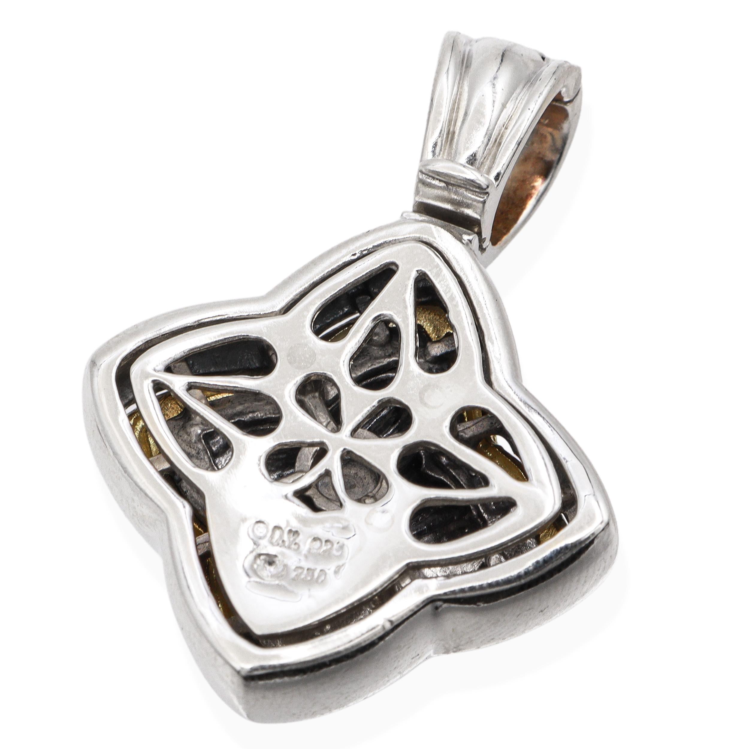 David Yurman Quatrefoil Sterling Silver & 18K Yellow Gold Cable Pendant Enhancer