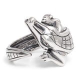 Barry Kieselstein-Cord Sterling Silver Crocodile Ring and Pearl Earrings Set