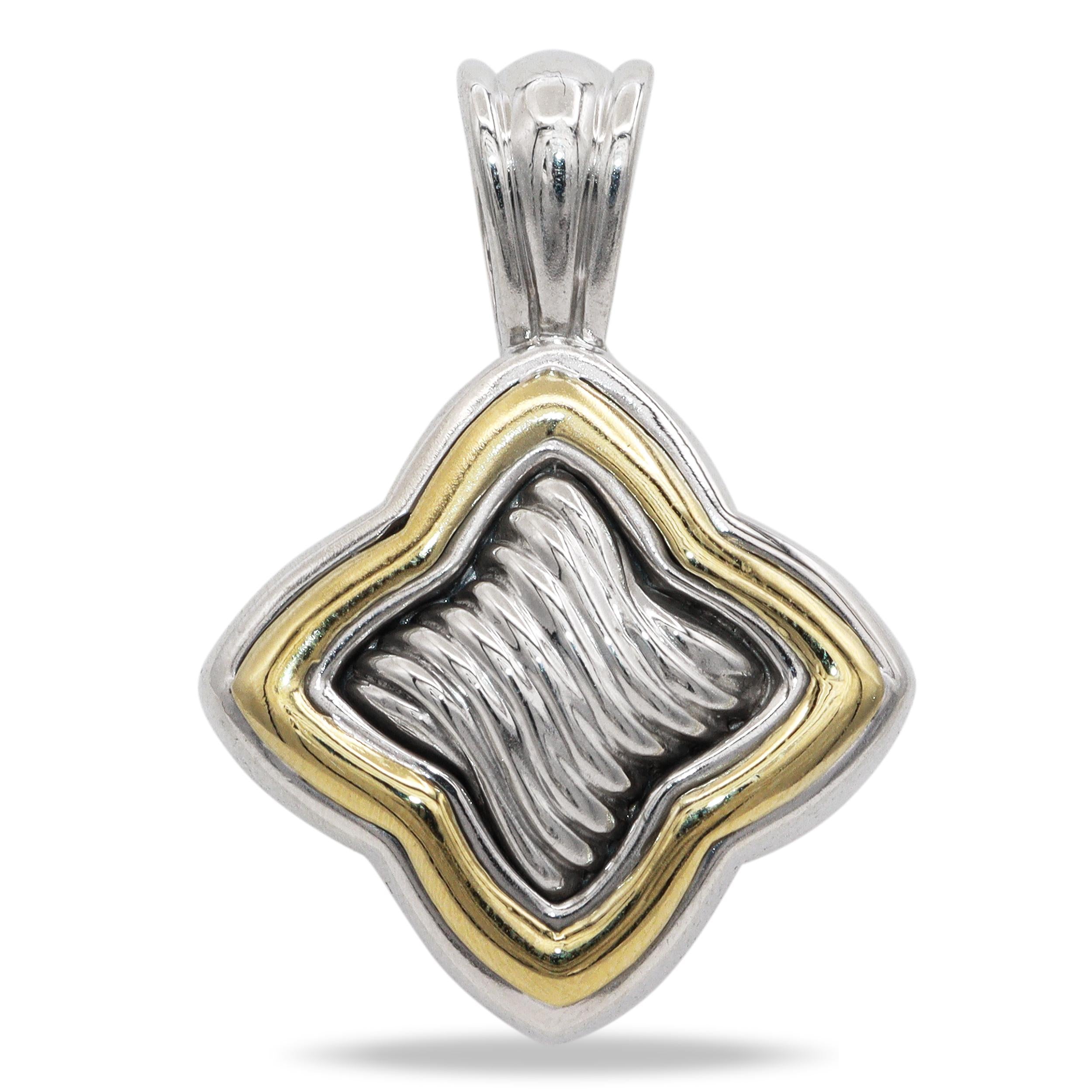 David Yurman Quatrefoil Sterling Silver & 18K Yellow Gold Cable Pendant Enhancer